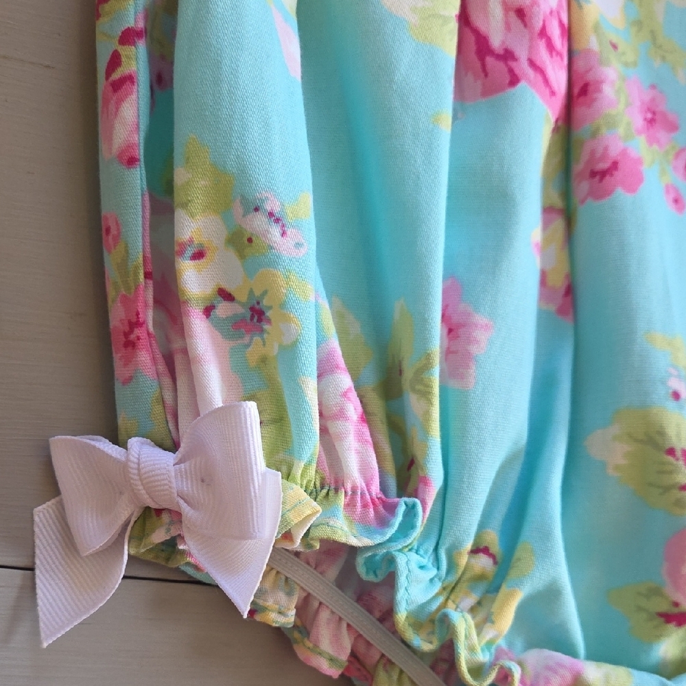 Floral Baby Romper with Monogram Bib From Darling Mae And Ricrac & Ruffles - Picture 5 of 8